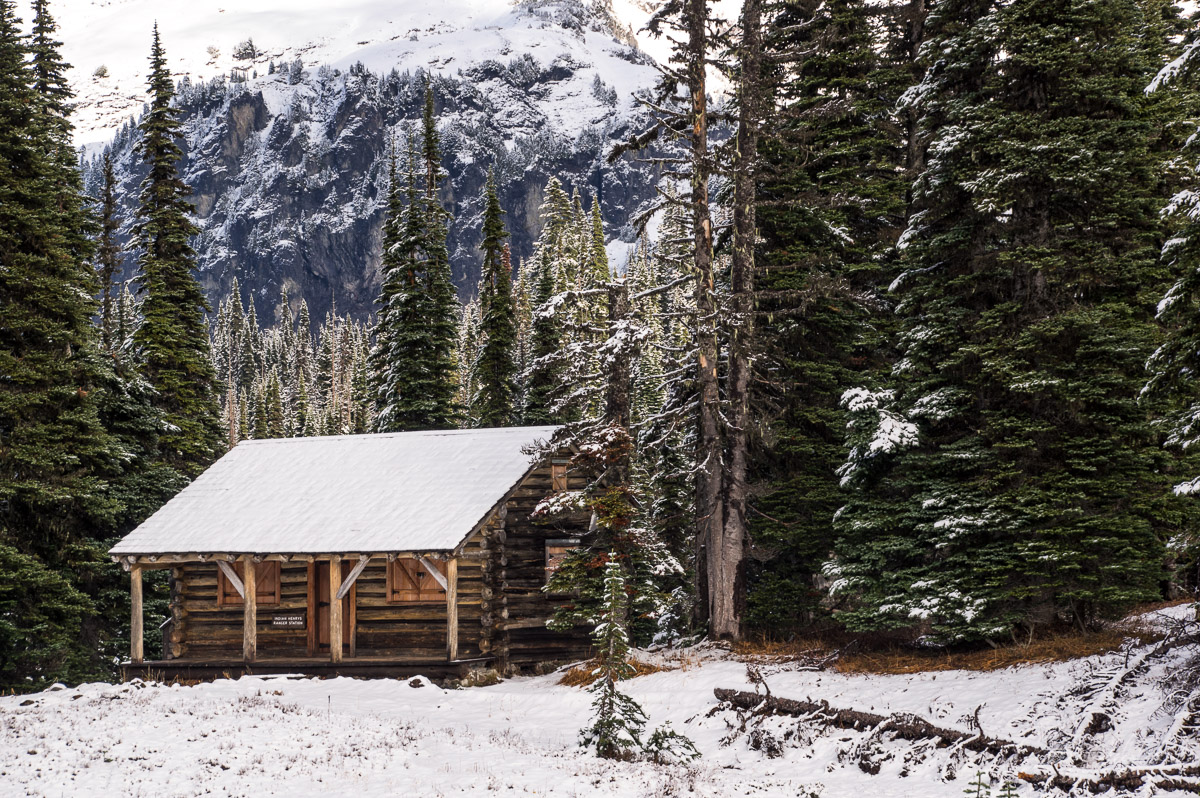 I love this old ranger's cabin nestled in a meadow with towering fir trees behind it and Mt. Rainier as the beautiful backdrop...