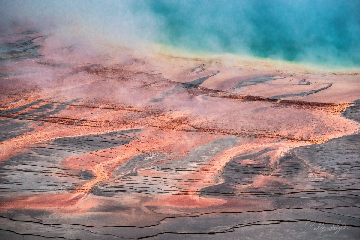 Hiking up above Grand Prismatic Spring, I was able to photograph more of the patterns and colors that make this spring so famous...