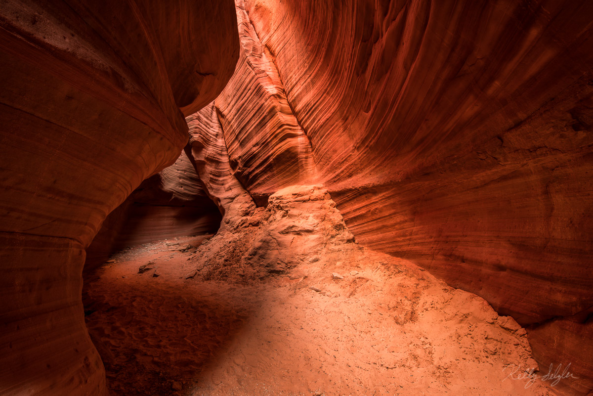 The light shining through a small opening of Peek-A-Boo slot canyon left a feeling of serenity and wonder.