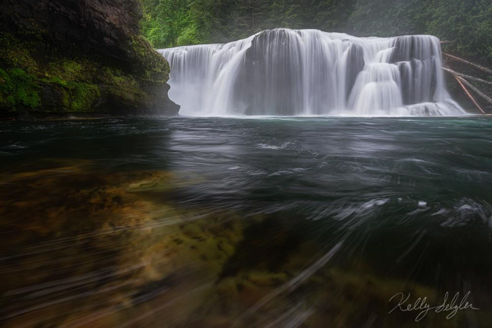 Carefully wading in the river and keeping my footing is always a challenge in this spot, but it's well worth the effort.